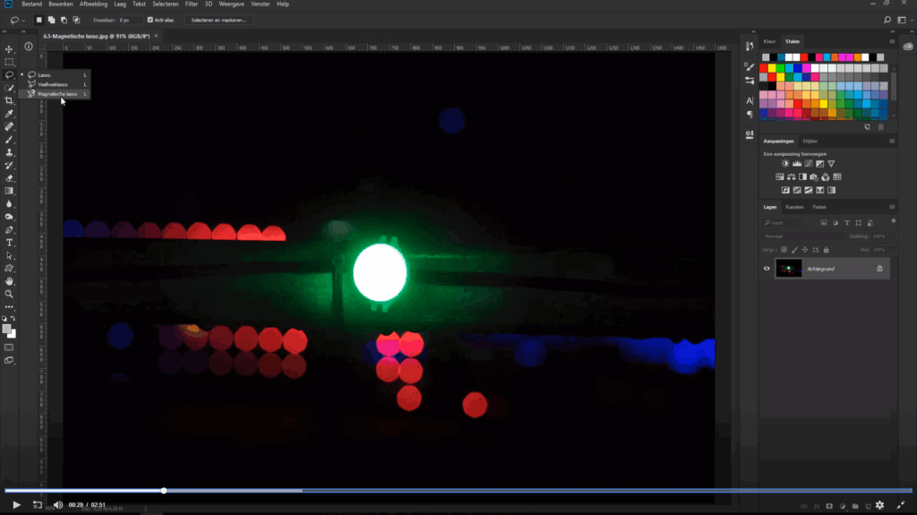 Werken met de magnetische lasso tool: stap 1