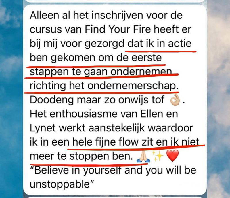 Review van een vorige cursist die haar eigen bedrijf heeft gestart nadat ze deze cursus heeft gevolgd