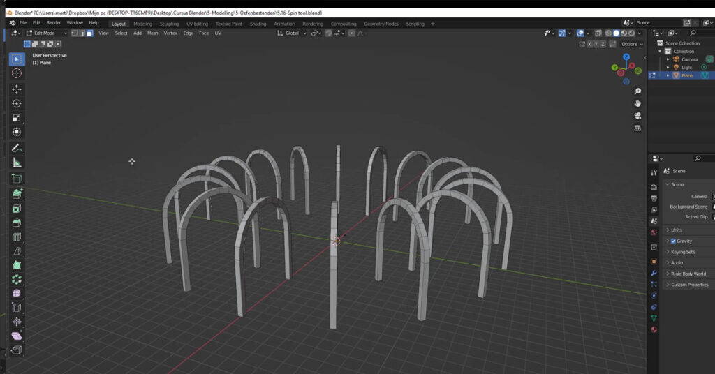 :eer werken met alle tools van Blender om verschillende ontwerpen te maken