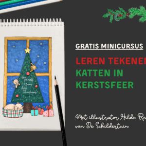 Afbeelding Bij gratis minicursus op Soofos Leren tekenen Katten in kerstsfeer
