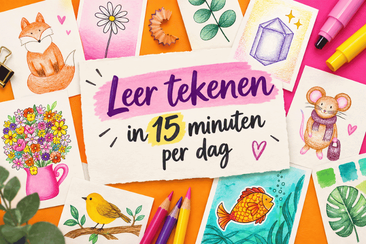 Afbeelding bij online cursus Leer tekenen in 15 min per dag door Annelon Geluk op leerplatform Soofos