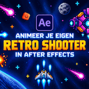 Retro shooter gemaakt in After Effects met ruimteschepen, vijanden en arcade-effecten